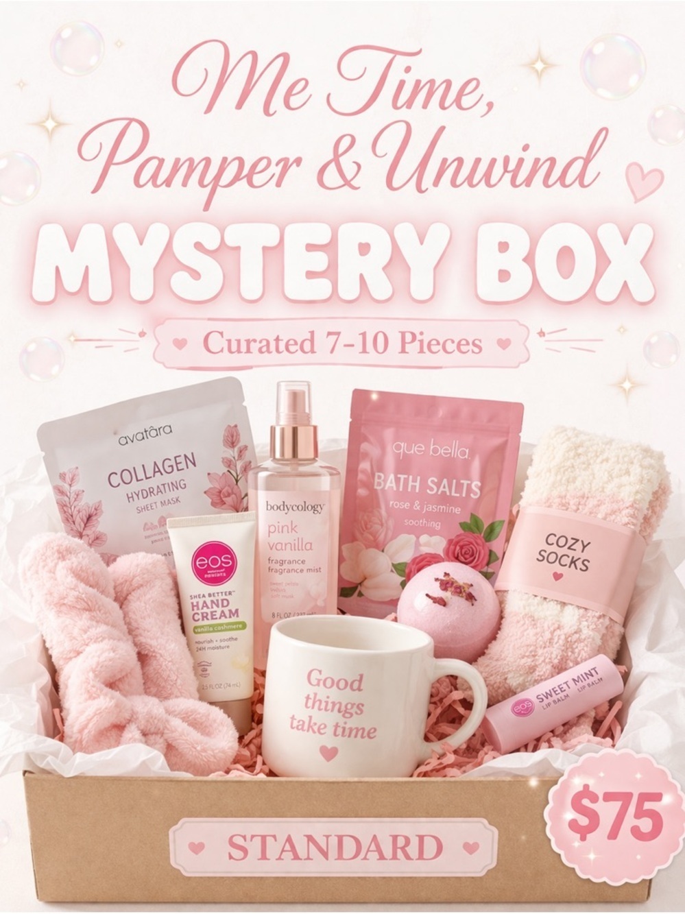 🎀 Me Time Pamper & Unwind Mystery Box 🎁 Pink Relaxation Set